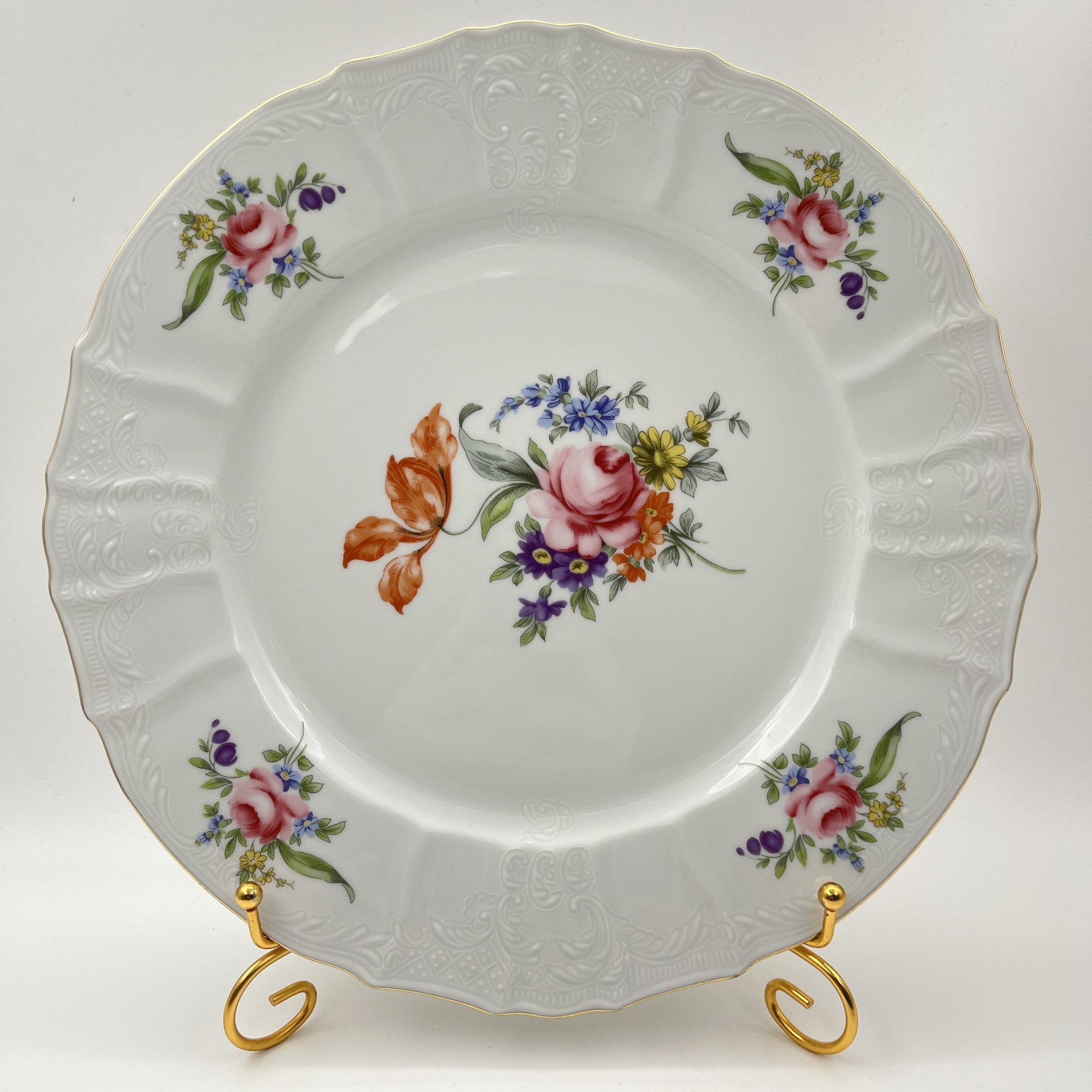 Блюдо "Мейсенский букет", фарфор, деколь, золочение, Bernadotte, Чехия, 1991-2000 гг.