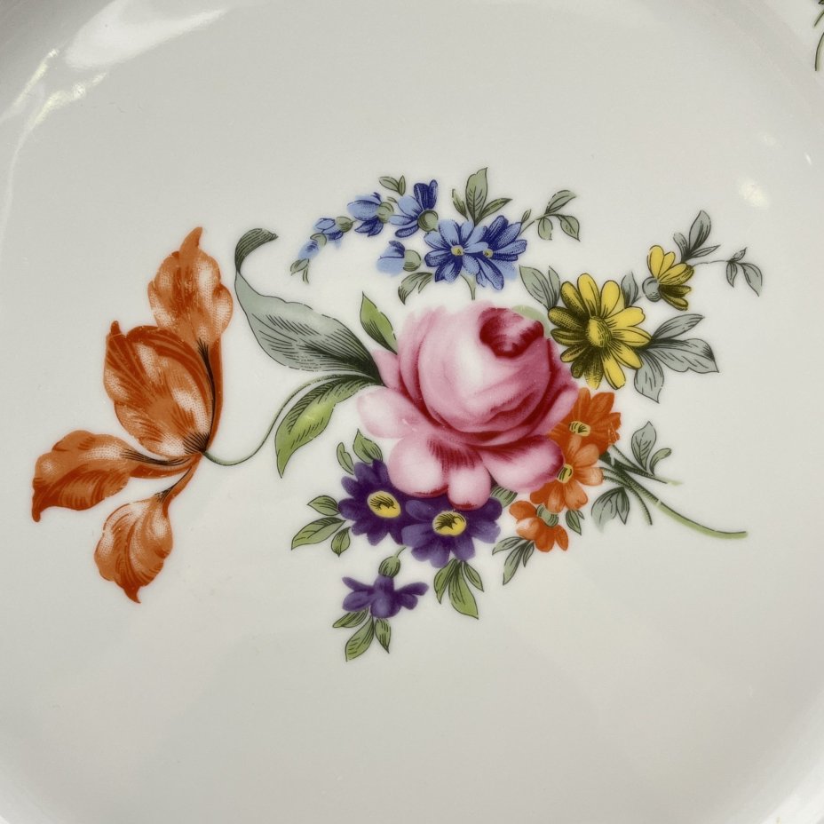 Блюдо "Мейсенский букет", фарфор, деколь, золочение, Bernadotte, Чехия, 1991-2000 гг.