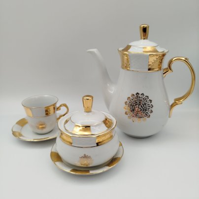 Набор кофейный "Эгоист" (5 предметов), фарфор, золочение, Thun (Тун), Чехословакия, 1980-1993 гг.