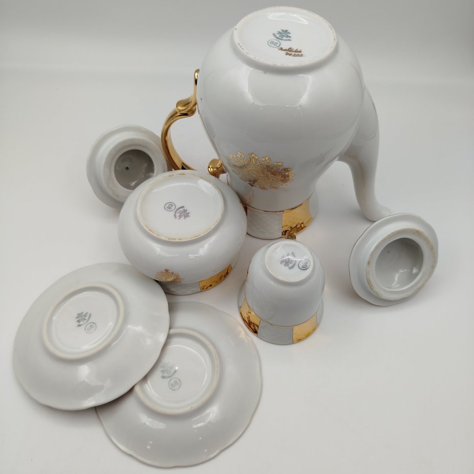Набор кофейный "Эгоист" (5 предметов), фарфор, золочение, Thun (Тун), Чехословакия, 1980-1993 гг.