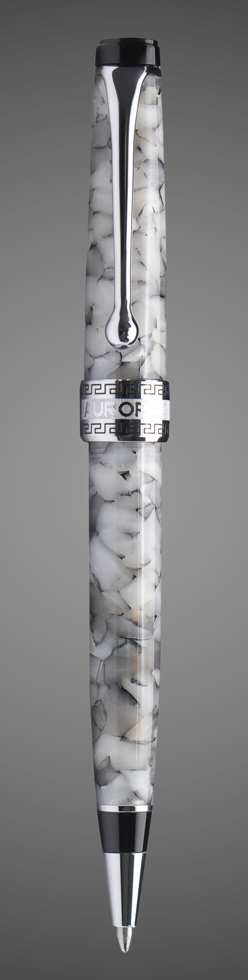 Шариковая ручка Aurora Optima Auroloide Grey CT стержень: M, цвет чернил: blue, в подарочной коробке, Лаки и смолы: смола, хром