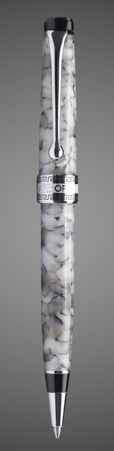 Шариковая ручка Aurora Optima Auroloide Grey CT стержень: M, цвет чернил: blue, в подарочной коробке, Лаки и смолы: смола, хром