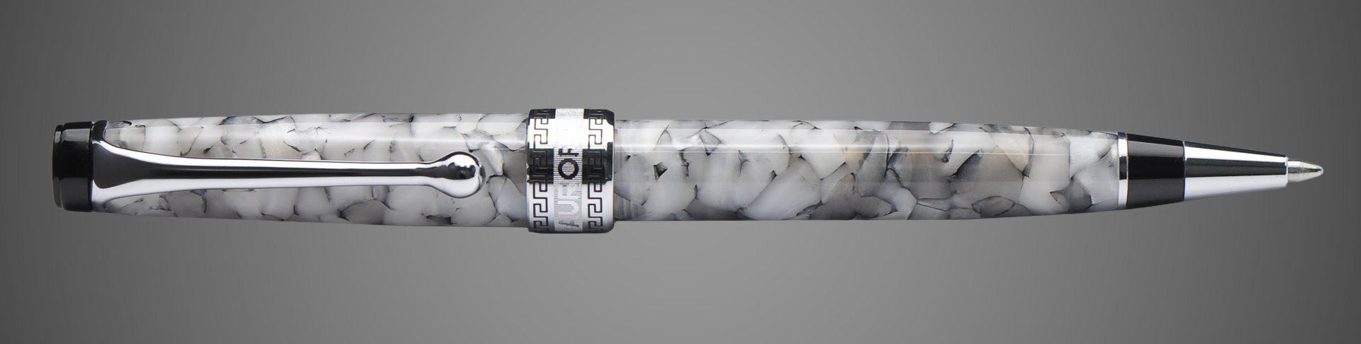 Шариковая ручка Aurora Optima Auroloide Grey CT стержень: M, цвет чернил: blue, в подарочной коробке, Лаки и смолы: смола, хром