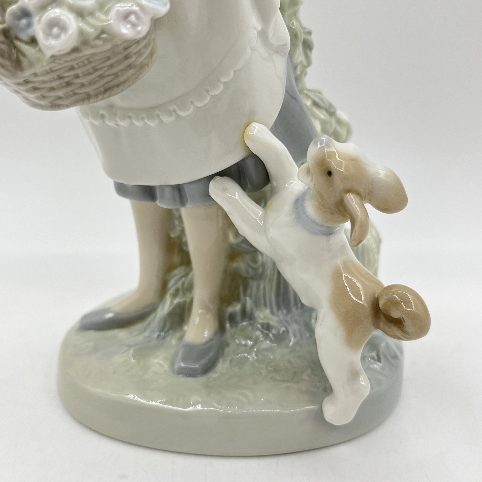 Статуэтка "Девушка с корзиной цветов и щенком", NAO Porcelain