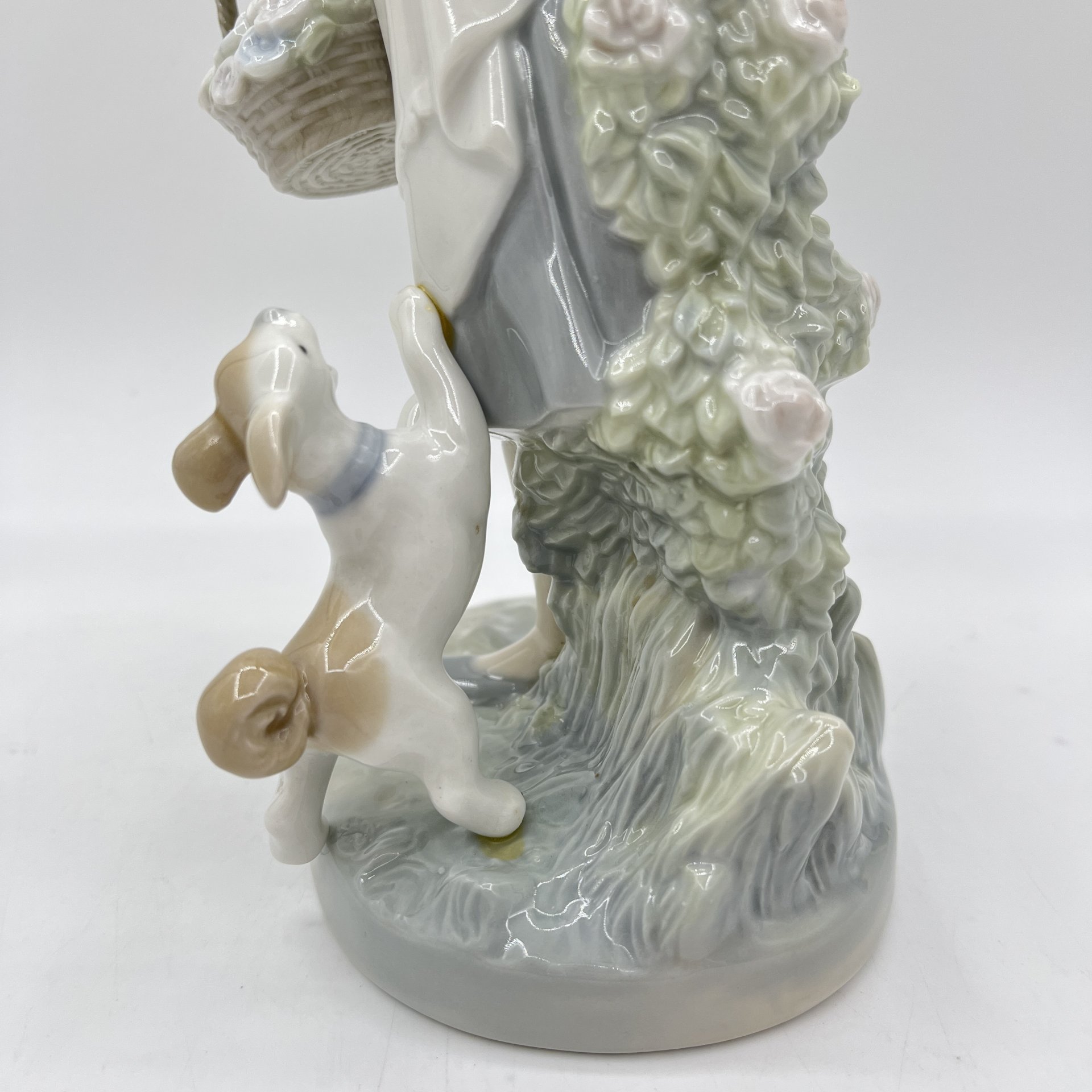 Статуэтка "Девушка с корзиной цветов и щенком", NAO Porcelain