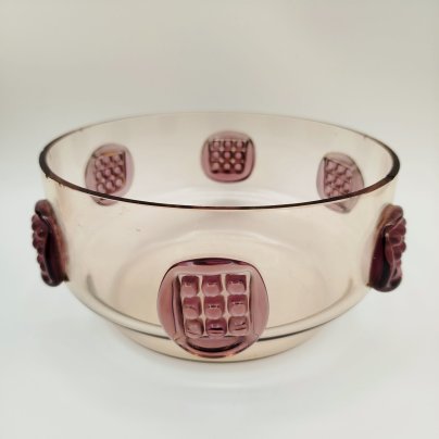 Ваза (фруктовница), дизайнер Йозеф Господка (Josef Hospodka), стекло, гутная техника, налепы, Чехословакия, 1960-1980 гг.