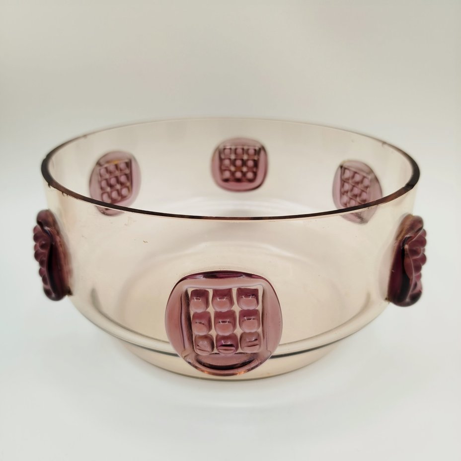 Ваза (фруктовница), дизайнер Йозеф Господка (Josef Hospodka), стекло, гутная техника, налепы, Чехословакия, 1960-1980 гг.