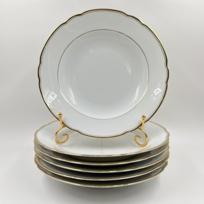 Набор из 6-ти суповых тарелок, фарфор, золочение, PMR Bavaria Jaeger & Co., Бавария, 1970-1990 гг., PMR Bavaria Jaeger & Co.