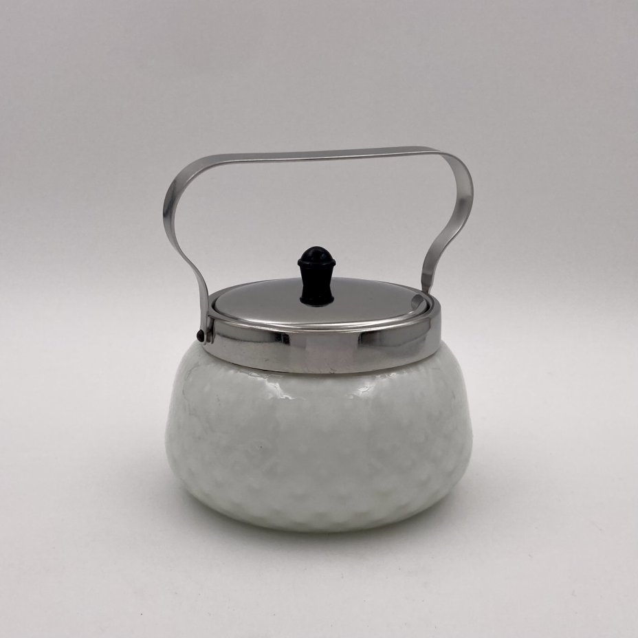 Сахарница с крышкой и ручкой, стекло, металл, СССР, 1960-1980 гг.