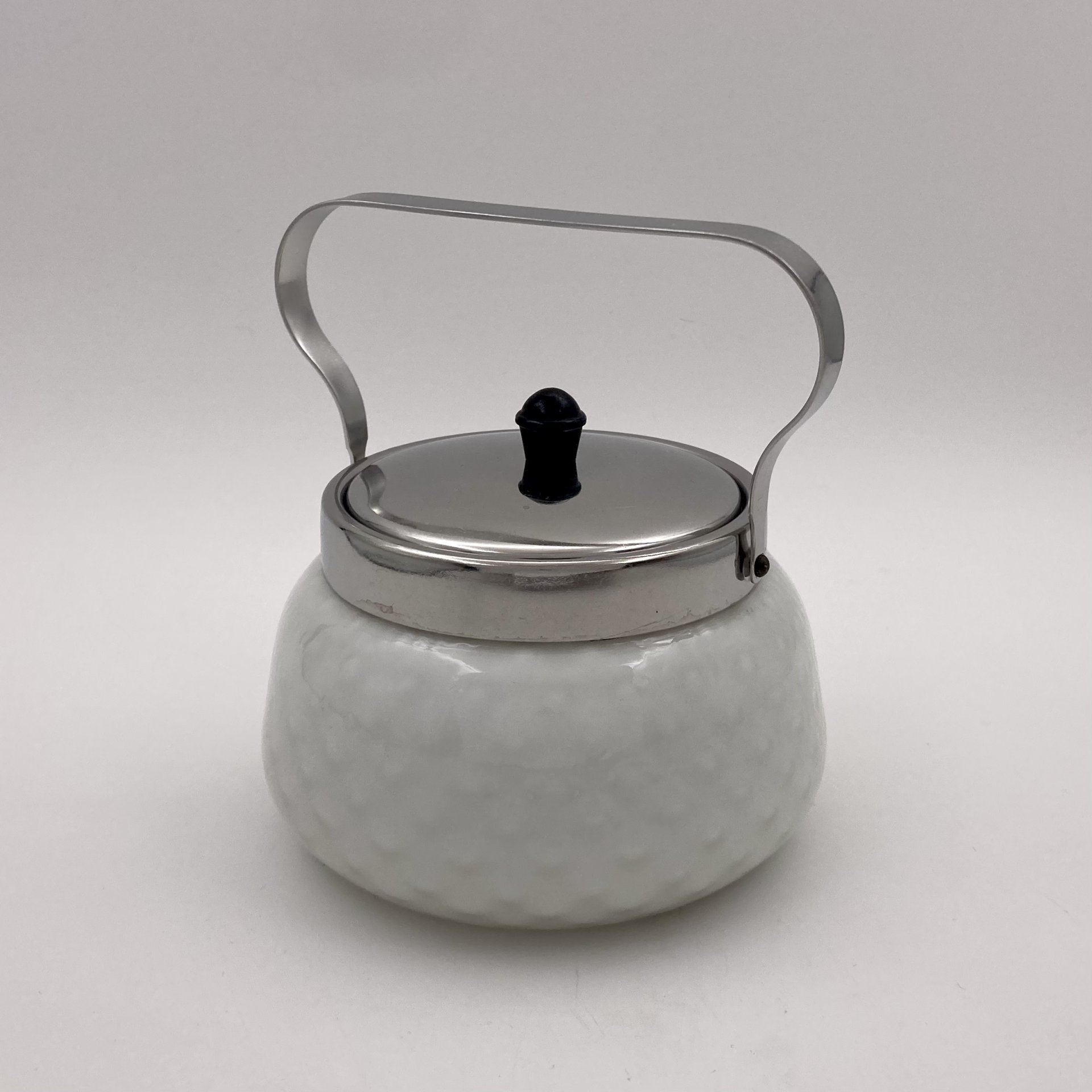 Сахарница с крышкой и ручкой, стекло, металл, СССР, 1960-1980 гг.