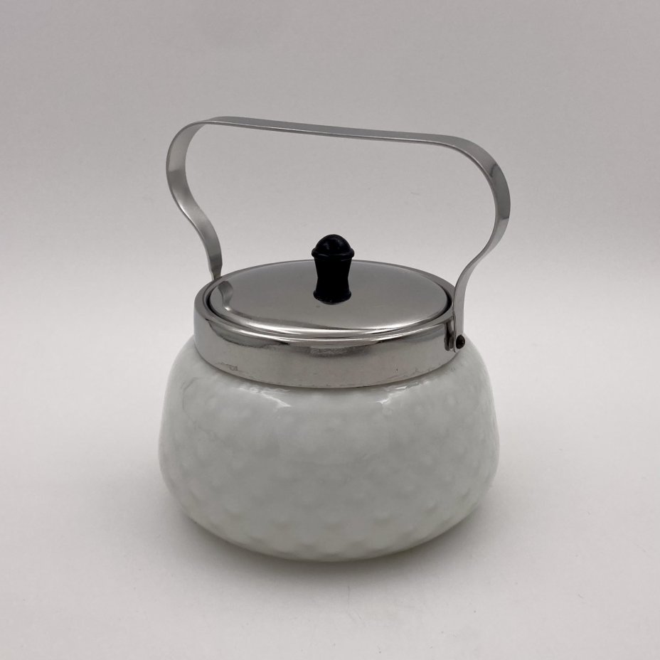 Сахарница с крышкой и ручкой, стекло, металл, СССР, 1960-1980 гг.