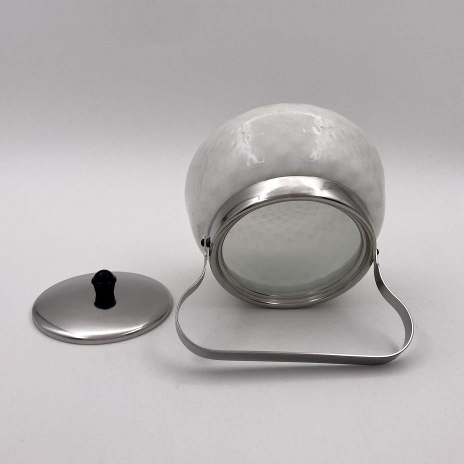 Сахарница с крышкой и ручкой, стекло, металл, СССР, 1960-1980 гг.