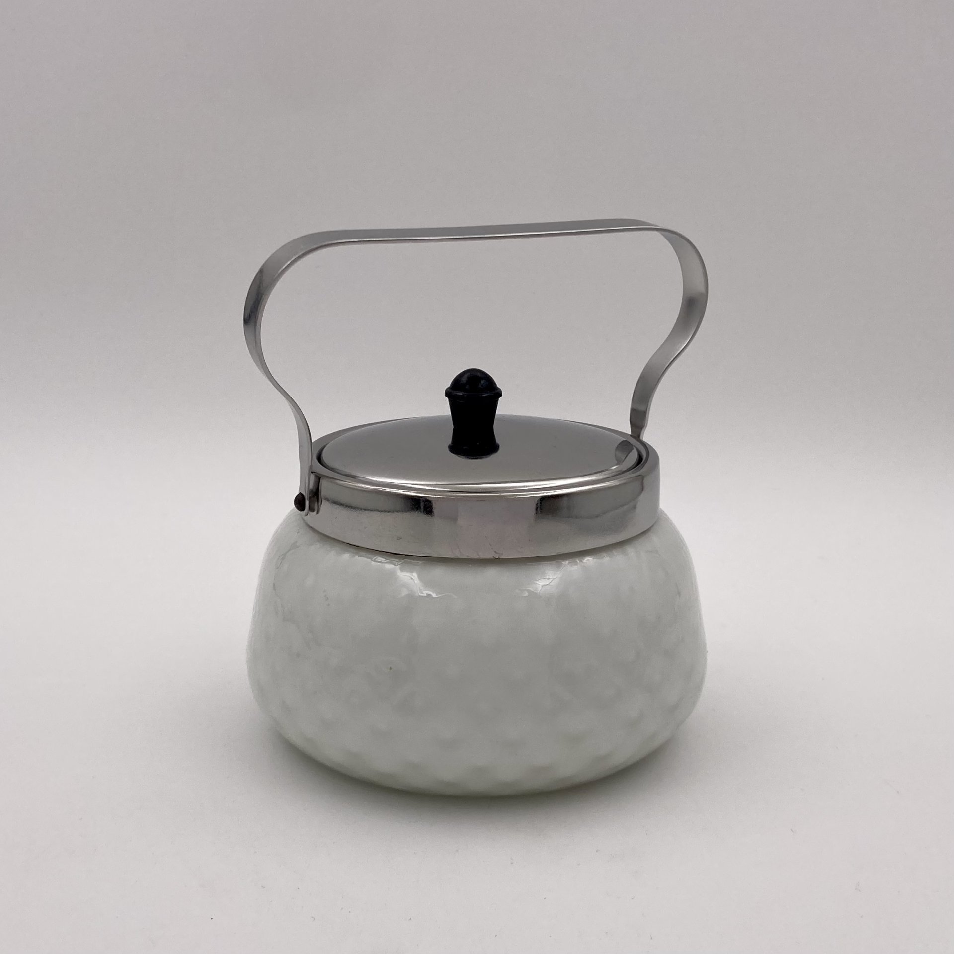 Сахарница с крышкой и ручкой, стекло, металл, СССР, 1960-1980 гг.