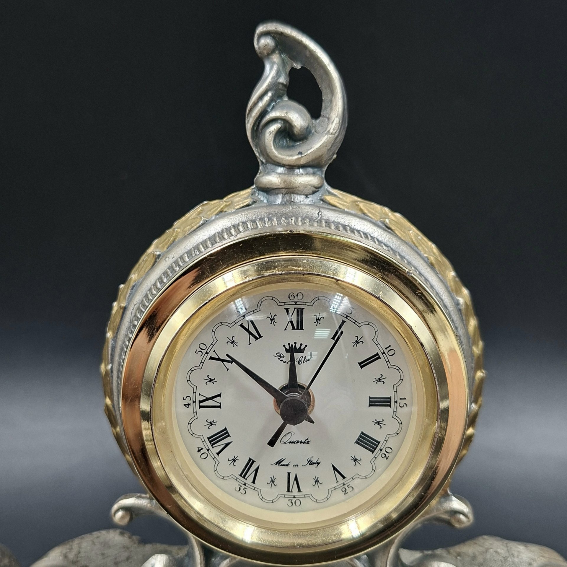 Прибор письменный в стиле неорококо с часами, металл, Италия, 1980-2000 гг.