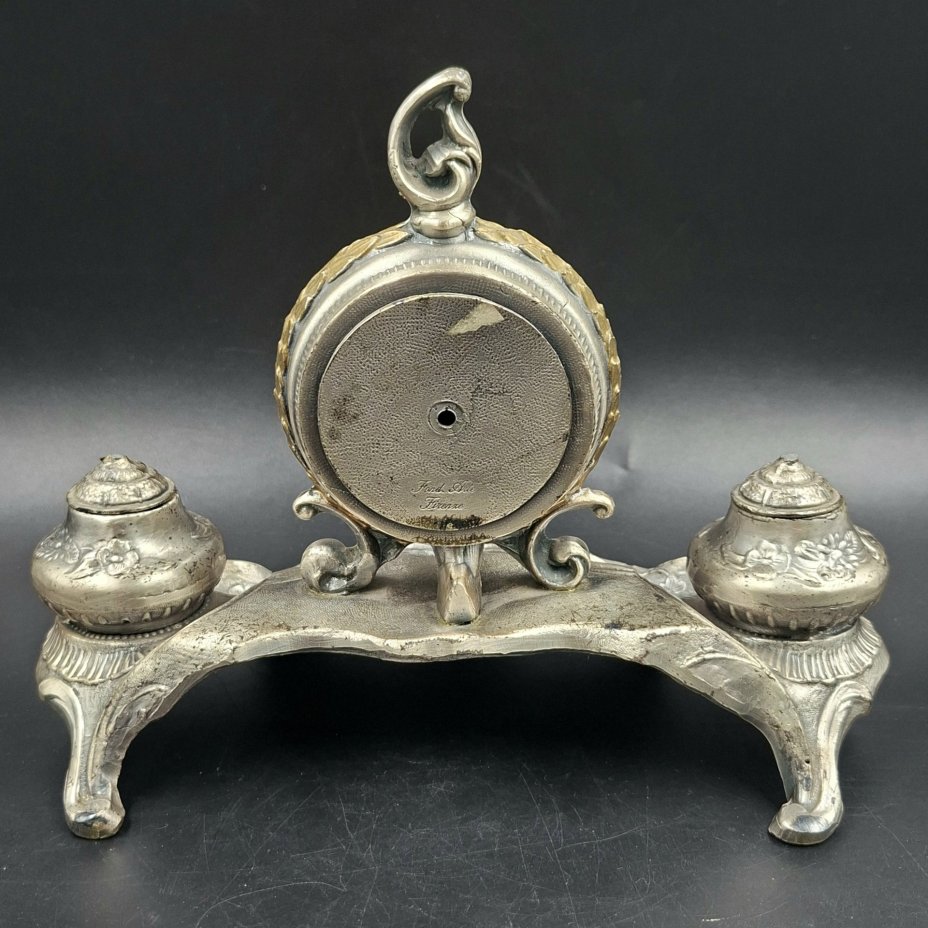 Прибор письменный в стиле неорококо с часами, металл, Италия, 1980-2000 гг.