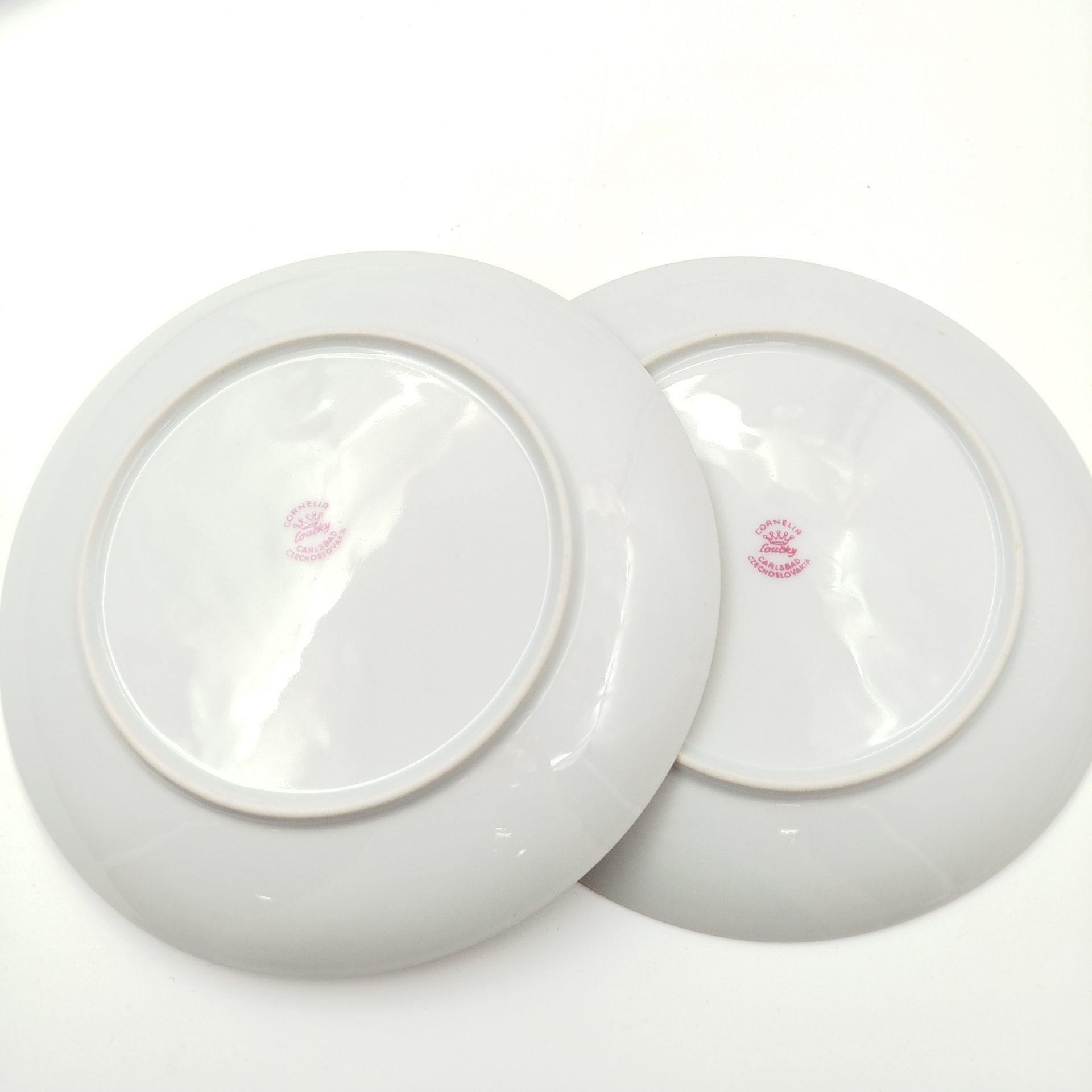 Набор из 6-ти тарелок с геометрическим декором, Cornelia Loucky Carlsbad, фарфор, деколь, золочение, Чехословакия, 1960-1980 гг.