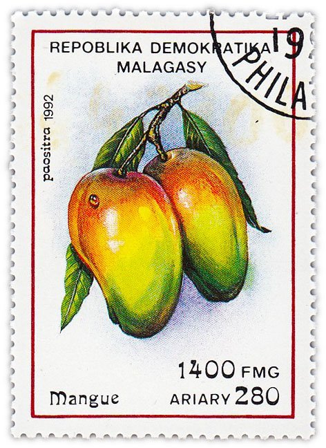 Мадагаскар (Малагасийская Республика) почтовая марка 1992 "Фрукты. Манго"