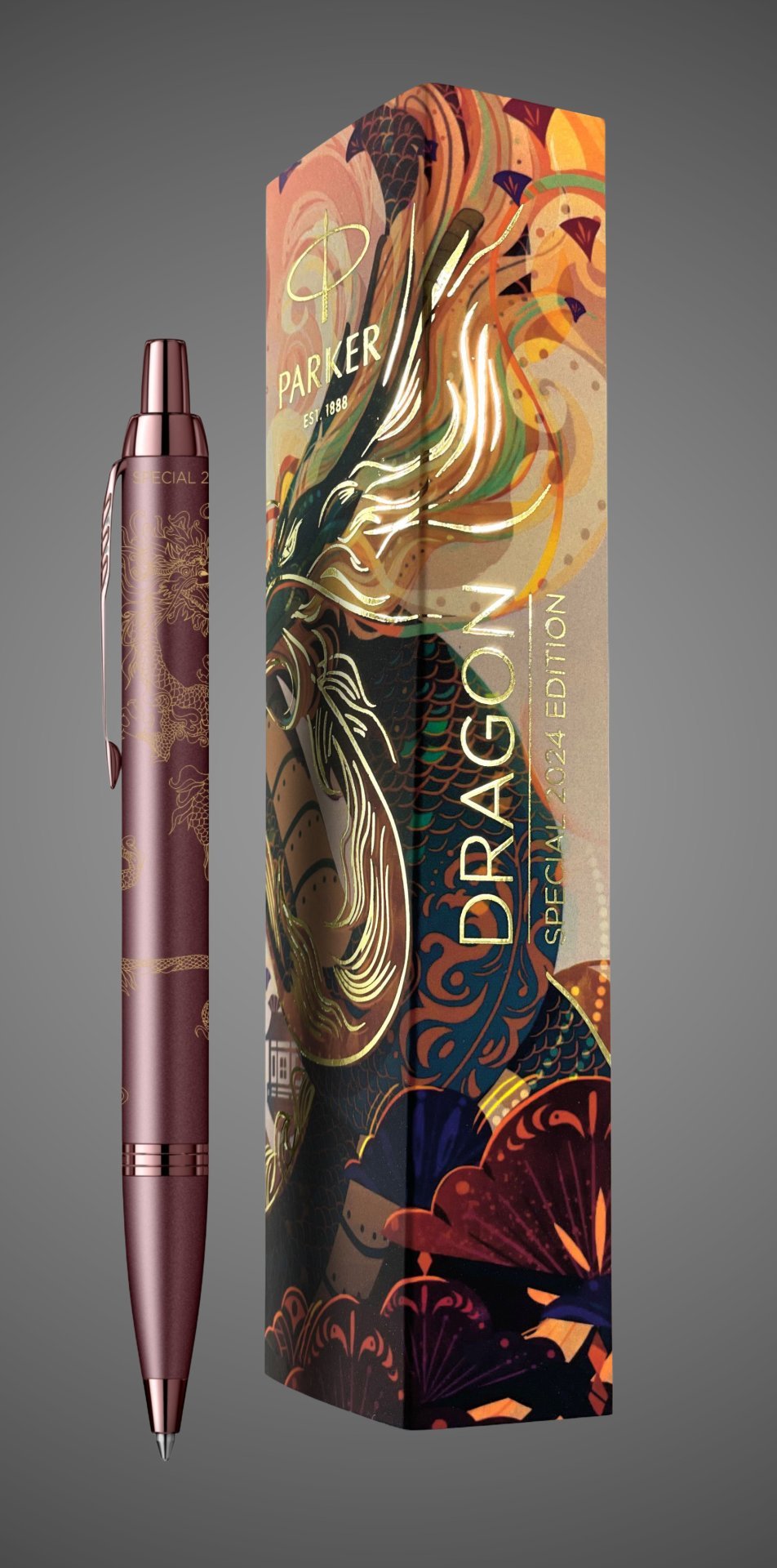 Шариковая ручка Parker IM Monochrome Brown Dragon Special Edition, стержень:M, цвет чернил: blue, в подарочной упаковке., Покрытия: PVD-покрытие, лак, латунь