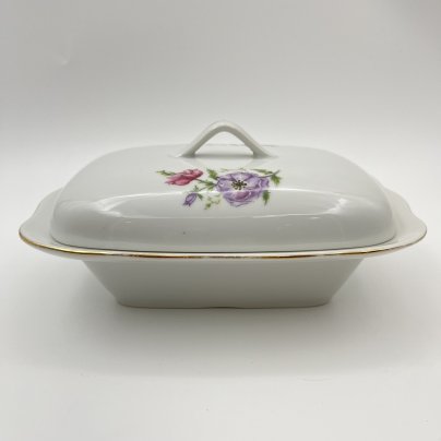 Масленка с цветочным декором, "Gebrüder Benedikt", фарфор, деколь, золочение, Чехословакия, 1960-1990 гг.