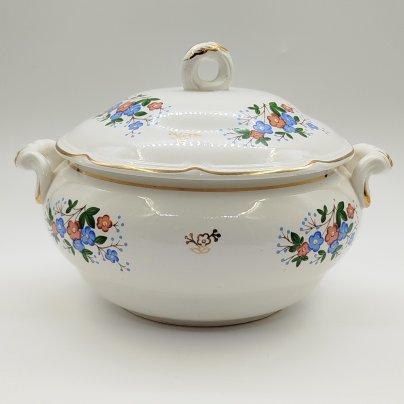 Супница с цветочным декором, Конаковский фаянсовый завод им. М.И. Калинина (ЗиК Конаково)