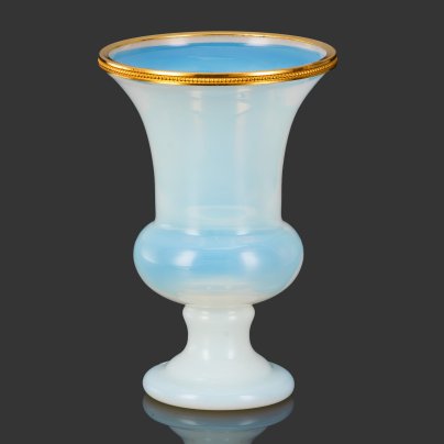 Ваза в форме кратера с золотистой оплеткой, Empoli Glass Opaline, Тоскана