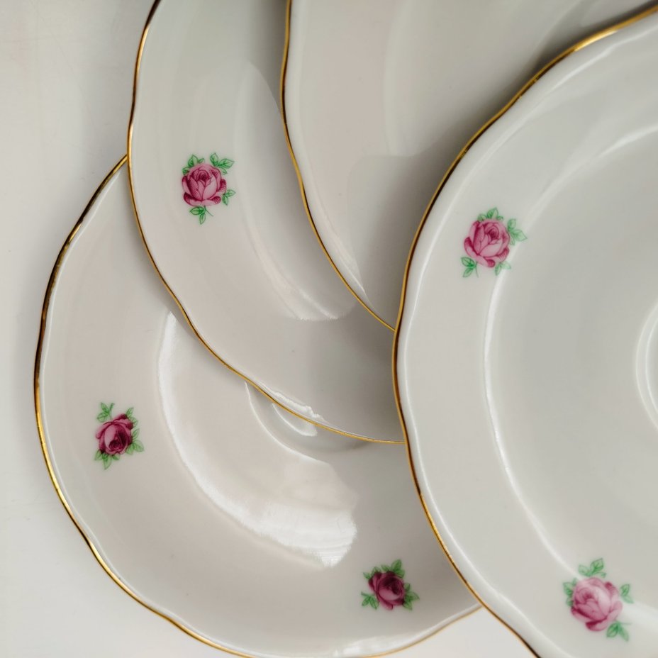 Набор кофейных пар с декором в виде распустившегося цветка розы (на 6 персон), мануфактура Bohemia Ceramic Works