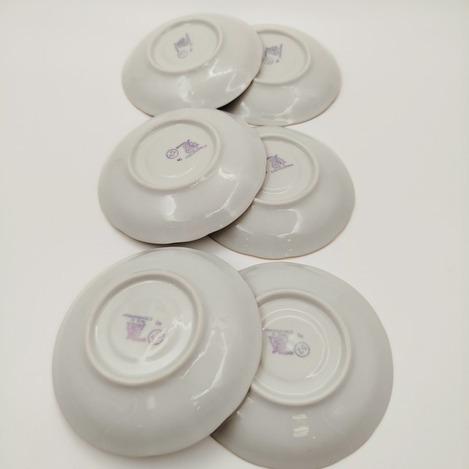 Набор кофейных пар с декором в виде распустившегося цветка розы (на 6 персон), мануфактура Bohemia Ceramic Works