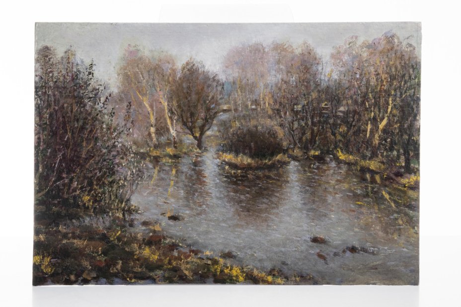 Картина "Речной пейзаж", автор Чудаков Серафим Сергеевич, масло, картон