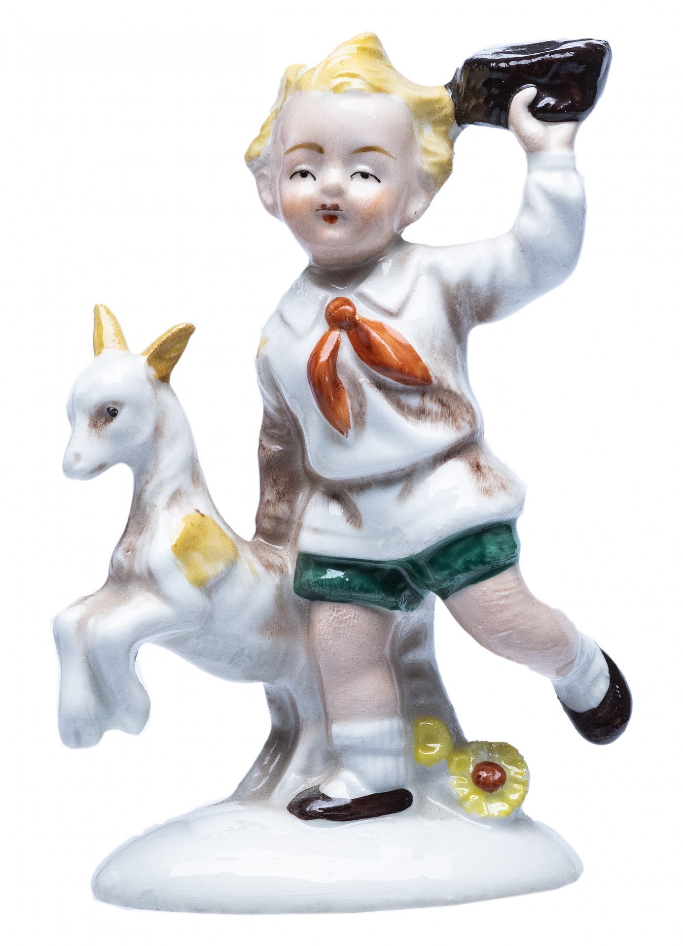 Статуэтка "Мальчик с козленком", фарфор, роспись, Германия, 1970-1990 гг.