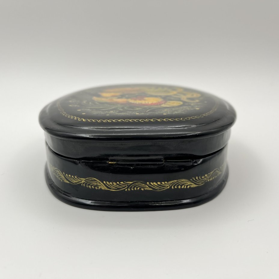 Шкатулка с лаковой миниатюрой "Бой петухов", автор Машин, Мстёра