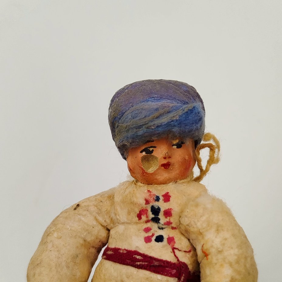 Игрушка ёлочная "Мальчик в полушубке" ("Казачок"), вата, клейстер, папье-маше, роспись
