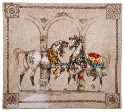 Блюдо декоративное "Лошади ветра", фарфор, деколь, фирма "Gein", Франция, 2000-2015 гг.