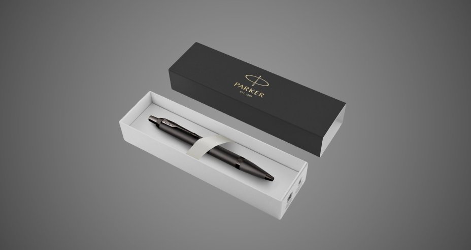 Шариковая ручка Parker IM Professionals Monochrome Titanium, стержень:M, цвет чернил: blue, в подарочной упаковке., Лаки и смолы: лак, латунь
