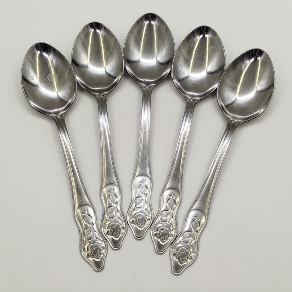 Набор из 5-ти столовых ложек "Роза", Ашинский металлургический завод, нержавеющая сталь