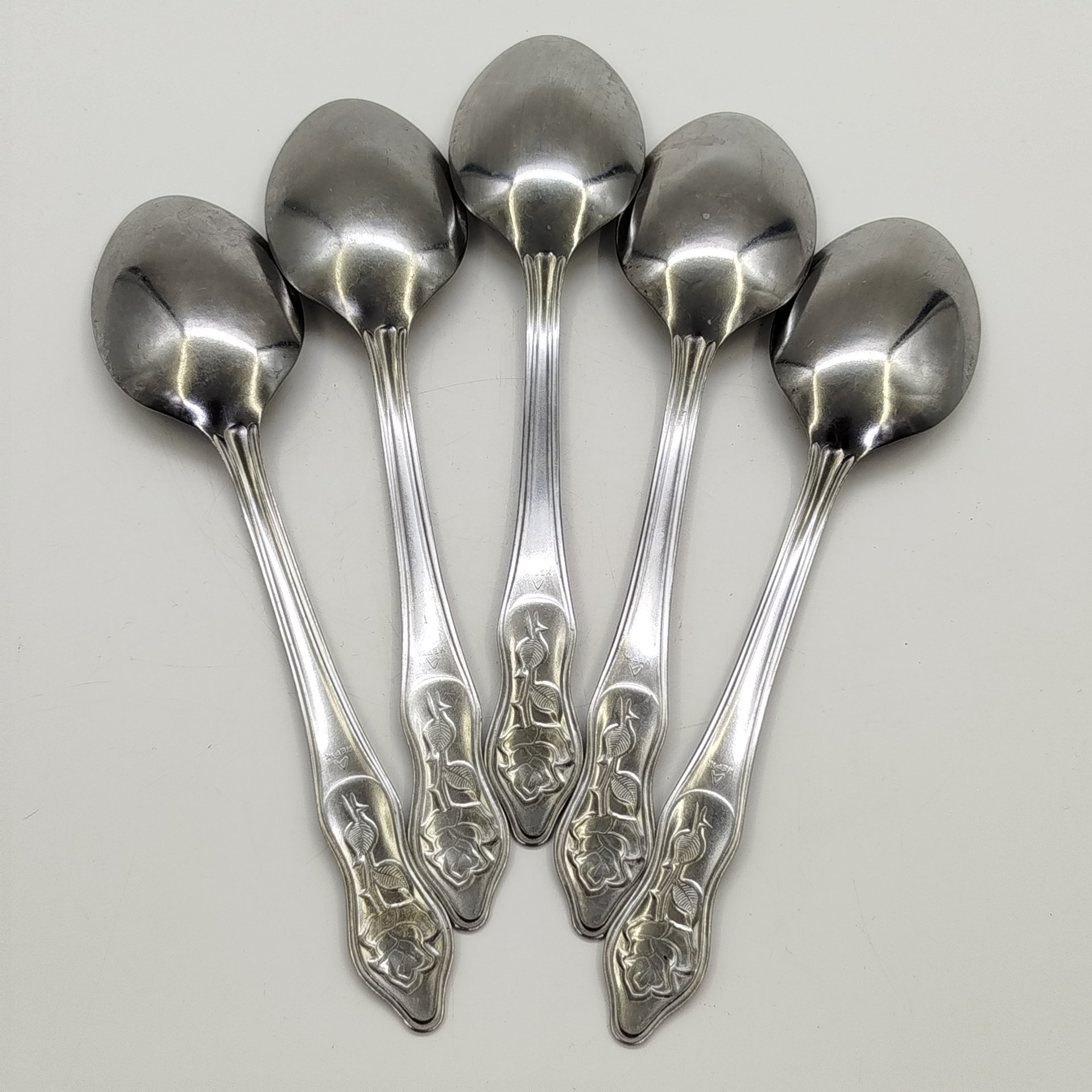 Набор из 5-ти столовых ложек "Роза", Ашинский металлургический завод, нержавеющая сталь