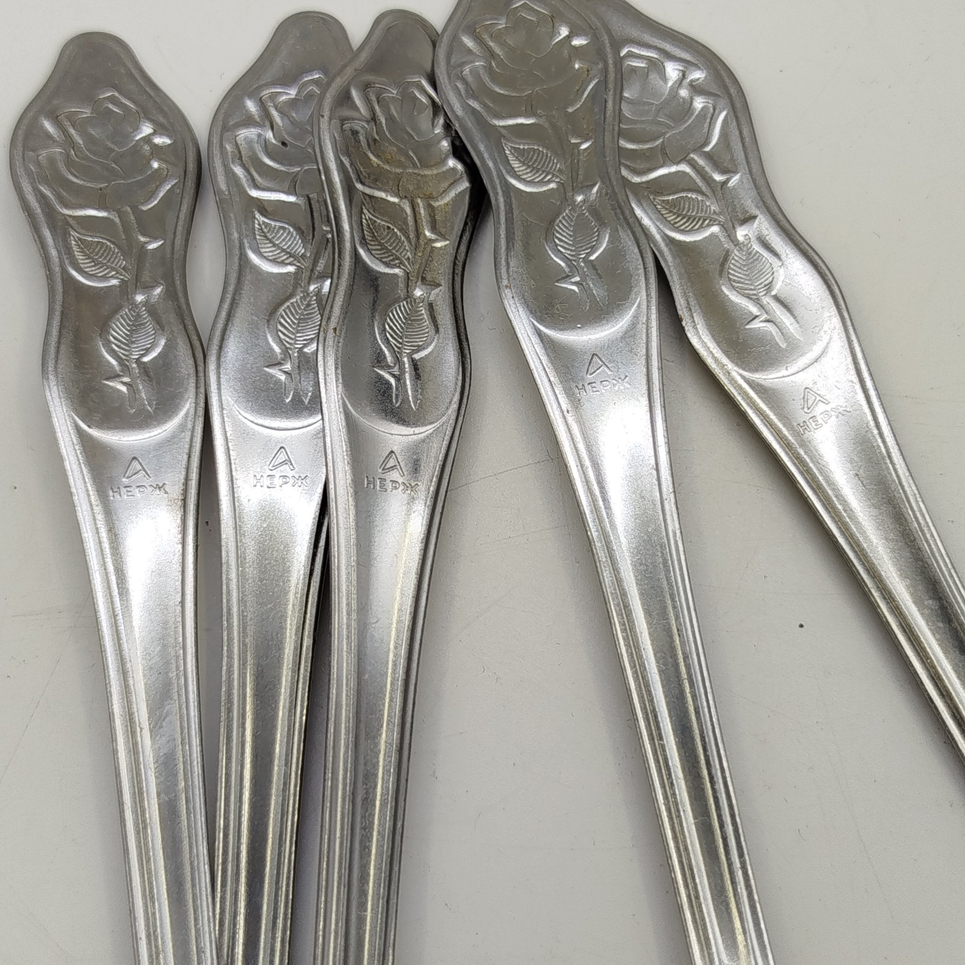 Набор из 5-ти столовых ложек "Роза", Ашинский металлургический завод, нержавеющая сталь