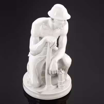 Скульптура "Шахтер", скульптор Paul Berger (Поль Бергер), Meissen (Мейсенский фарфор), Meissener Porzellan (Мейсенский фарфор)