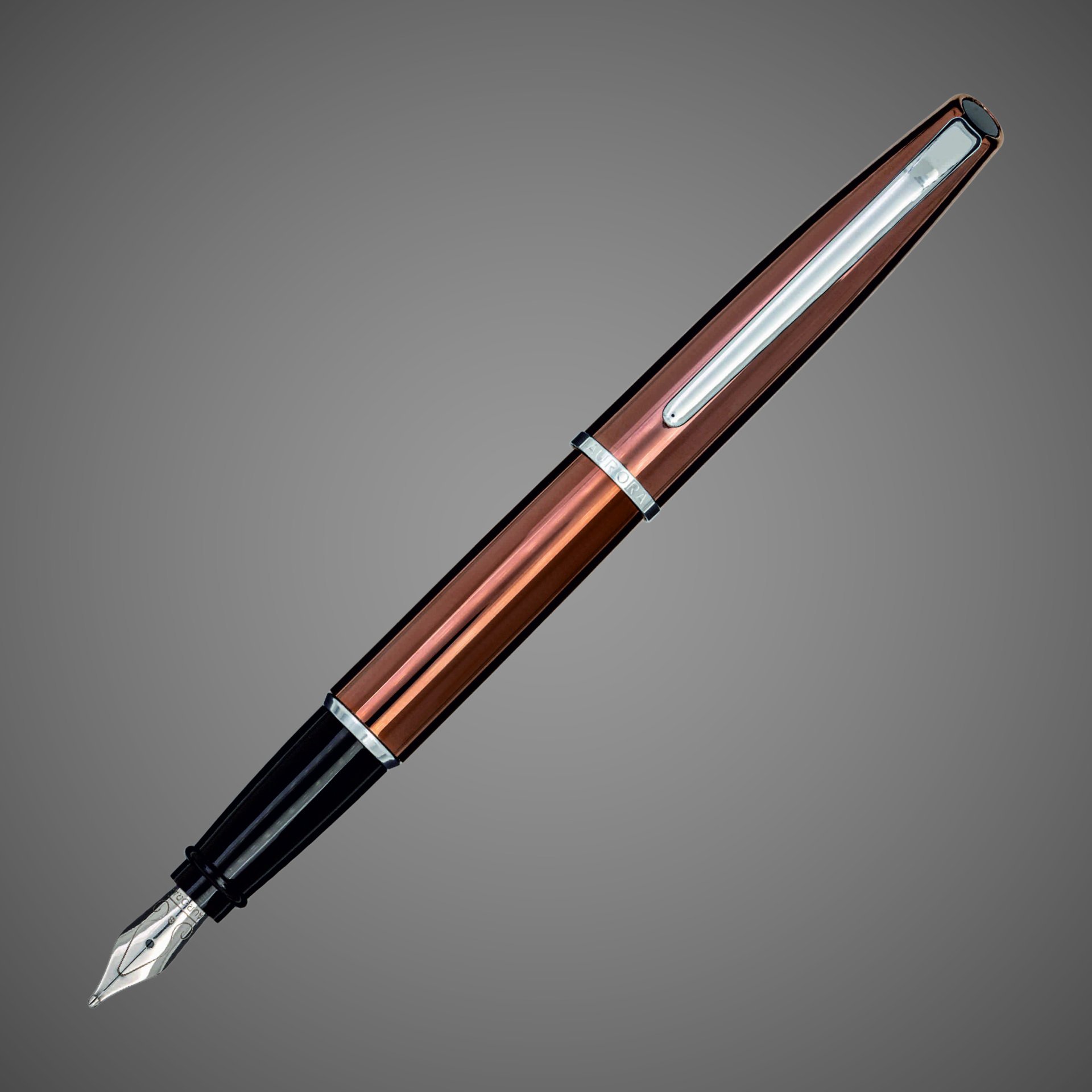 Перьевая ручка Aurora Style Metal Bronze CT, перо - M, в подарочной коробке, Лаки и смолы: лак, хром