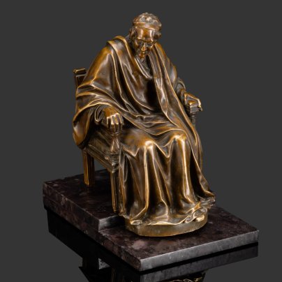 Скульптура "Вольтер", автор модели Жан-Антуан Гудон (фр. Jean-Antoine Houdon, 1740-1828), бронза, литье, патинирование, Франция, 1860-1880 гг.