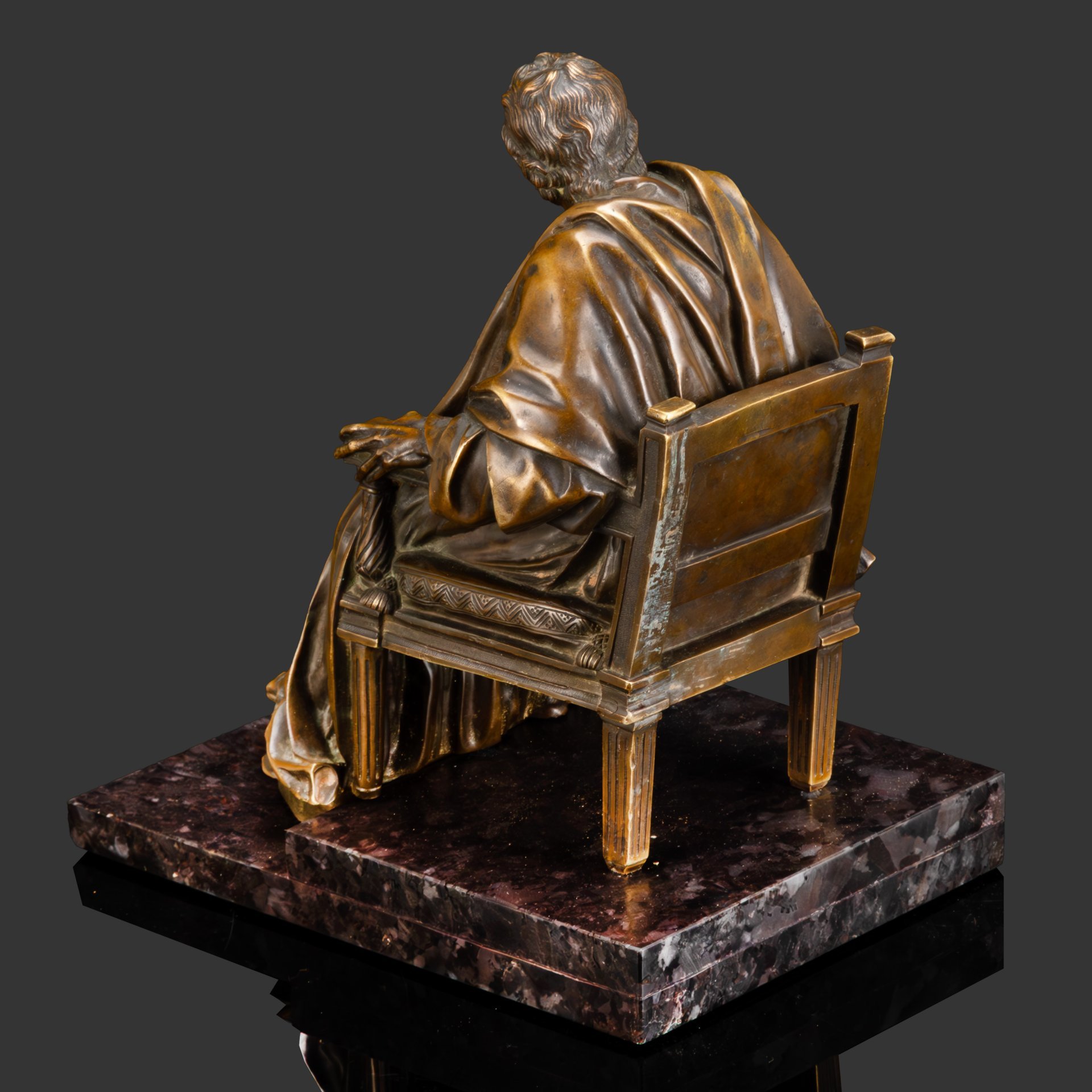Скульптура "Вольтер", автор модели Жан-Антуан Гудон (фр. Jean-Antoine Houdon, 1740-1828), бронза, литье, патинирование, Франция, 1860-1880 гг.