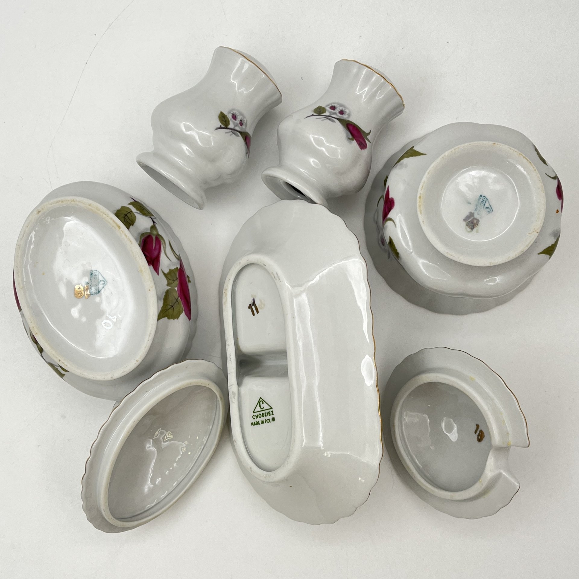 Набор для сервировки стола (5 предметов), украшенный изображением розы