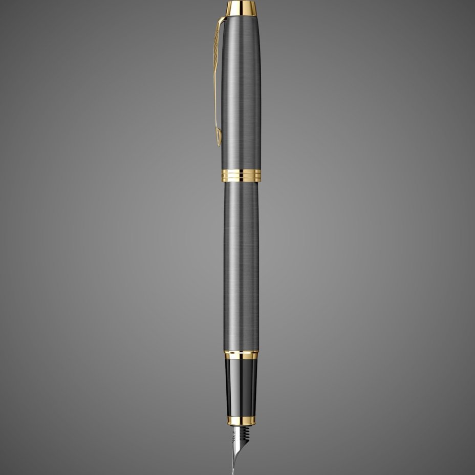 Перьевая ручка Parker IM Premium Grey Core GT, перо: F, чернила: blue в подарочной коробке, Металлы: нержавеющая сталь, пластик