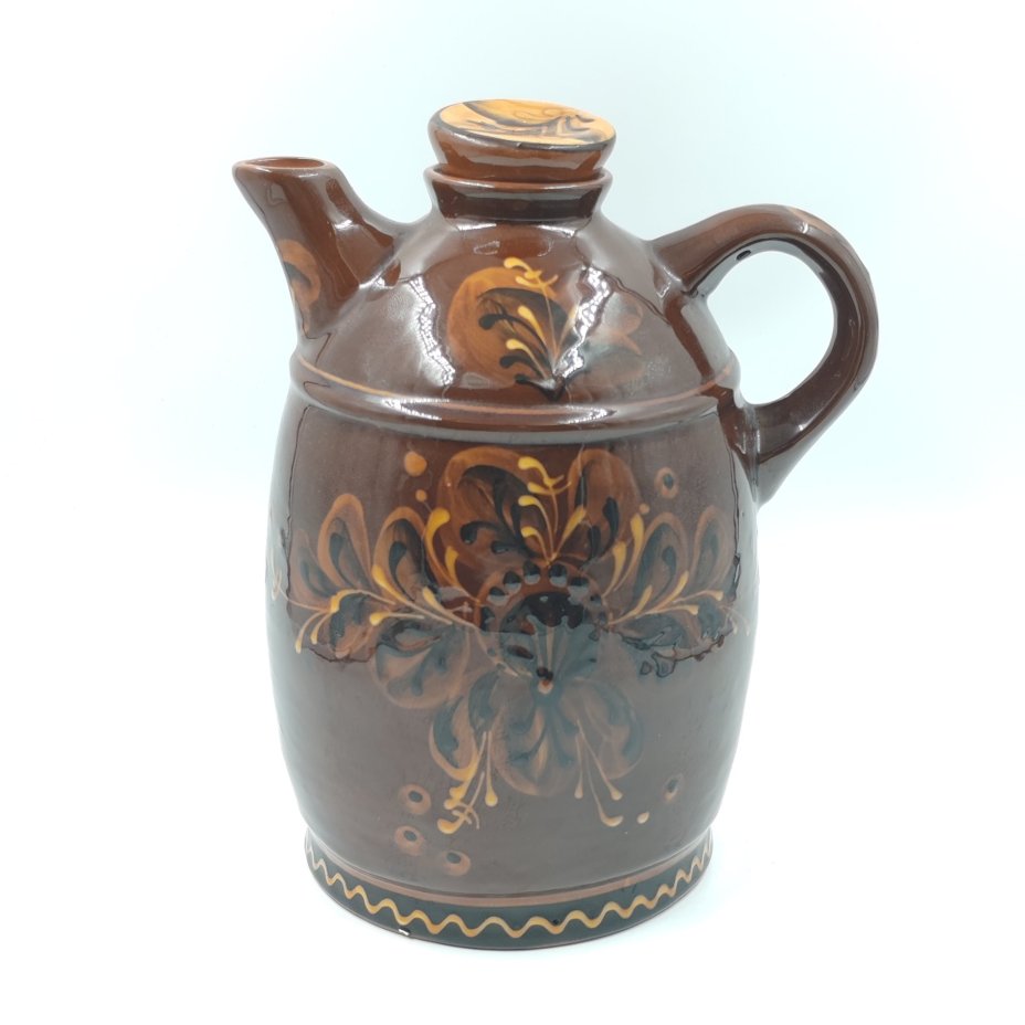 Крупный кувшин с растительным орнаментом, керамика, СССР, 1970-1990 гг.