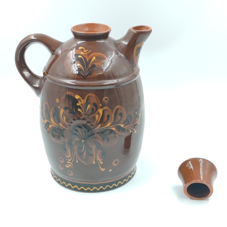 Крупный кувшин с растительным орнаментом, керамика, СССР, 1970-1990 гг.