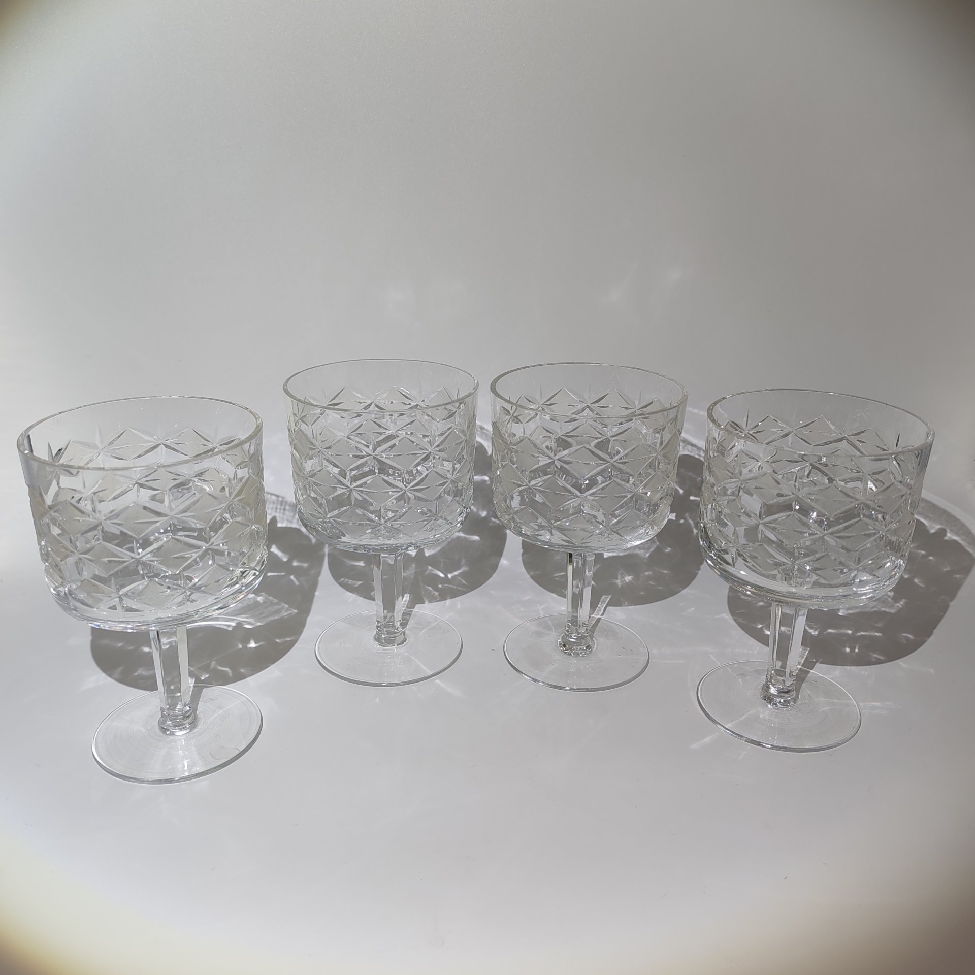 Набор из 4-х фужеров "Морозко", автор Е.И. Рогов, хрусталь, алмазная грань, Гусевской хрустальный завод (Гусь-Хрустальный), СССР, 1960-1970 гг.