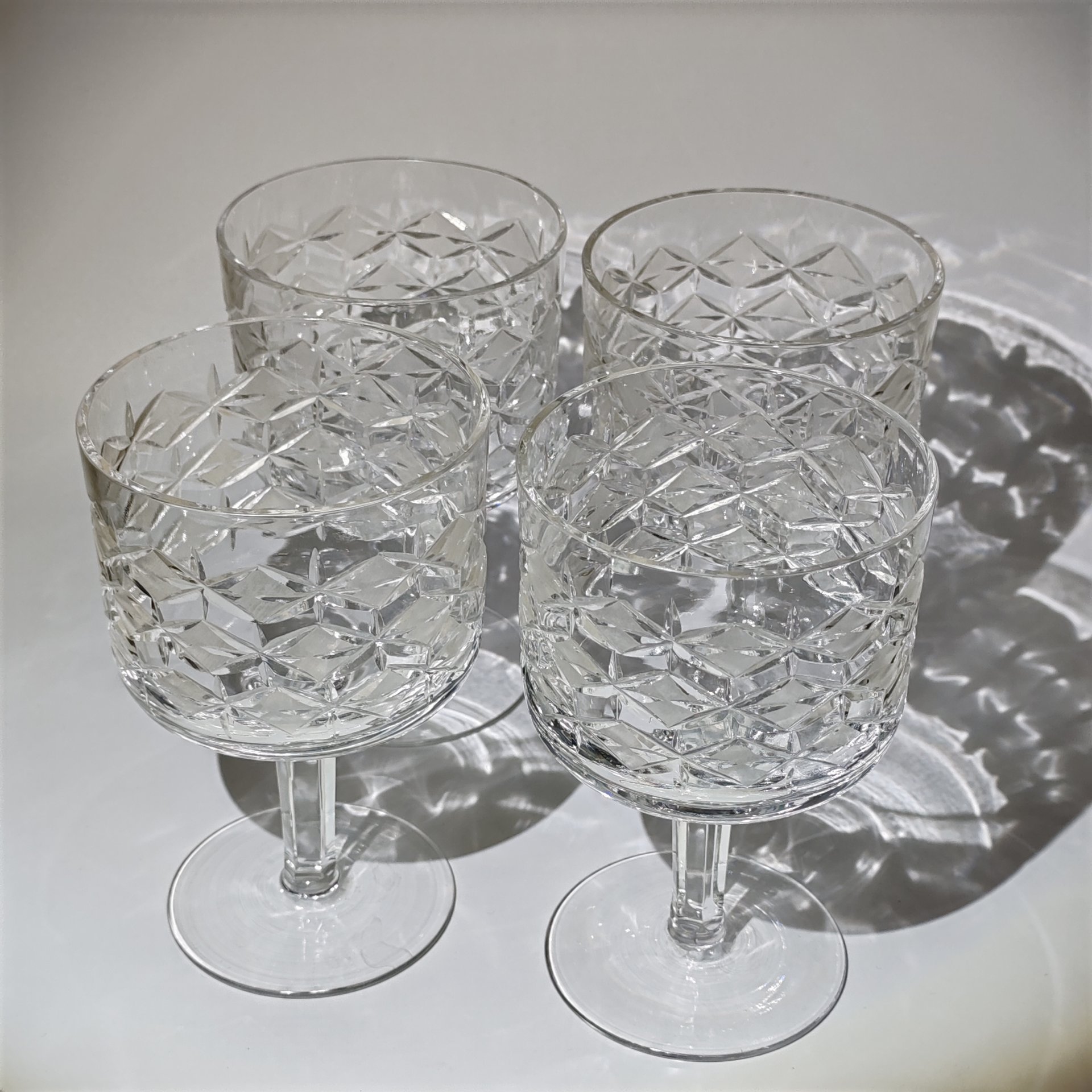 Набор из 4-х фужеров "Морозко", автор Е.И. Рогов, хрусталь, алмазная грань, Гусевской хрустальный завод (Гусь-Хрустальный), СССР, 1960-1970 гг.