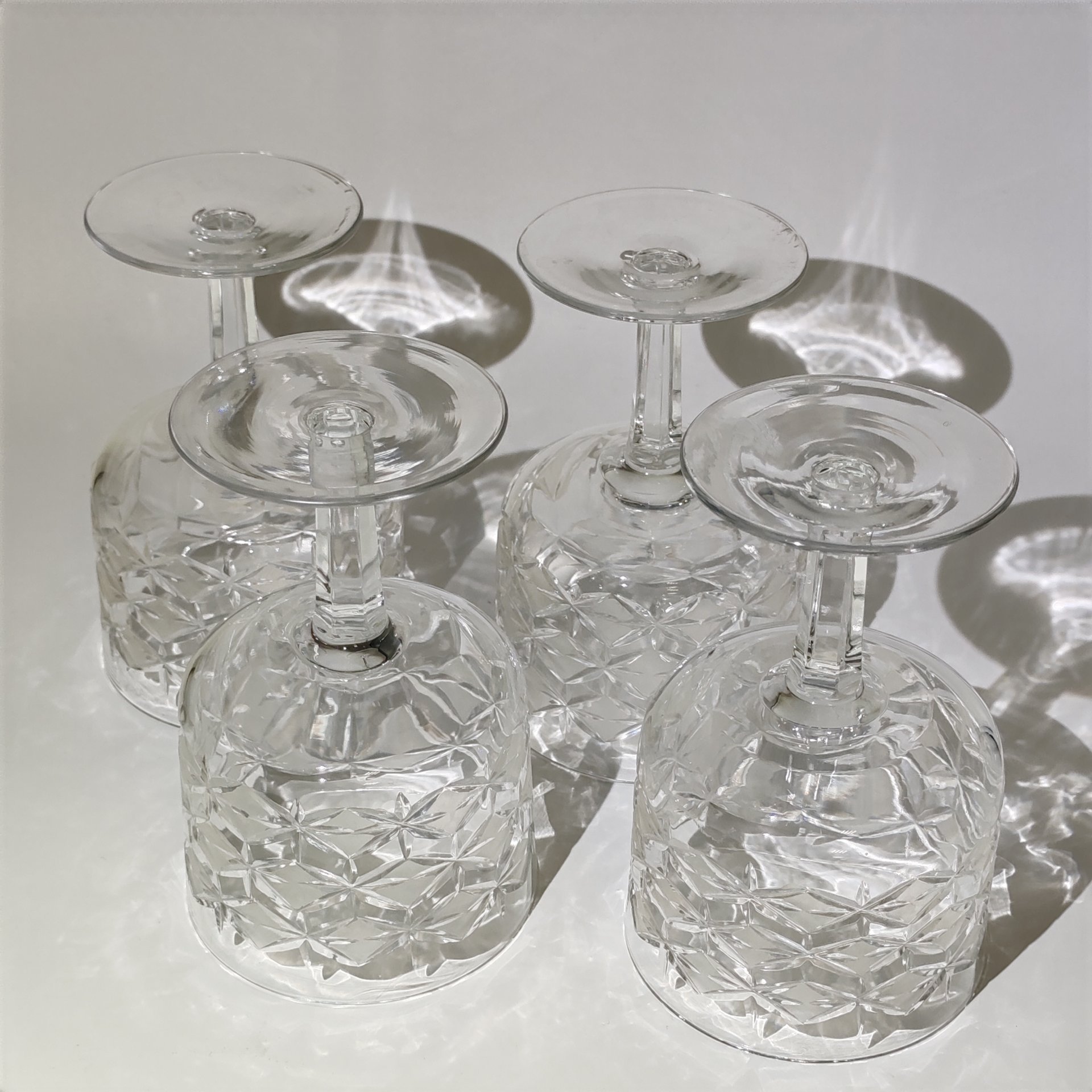 Набор из 4-х фужеров "Морозко", автор Е.И. Рогов, хрусталь, алмазная грань, Гусевской хрустальный завод (Гусь-Хрустальный), СССР, 1960-1970 гг.