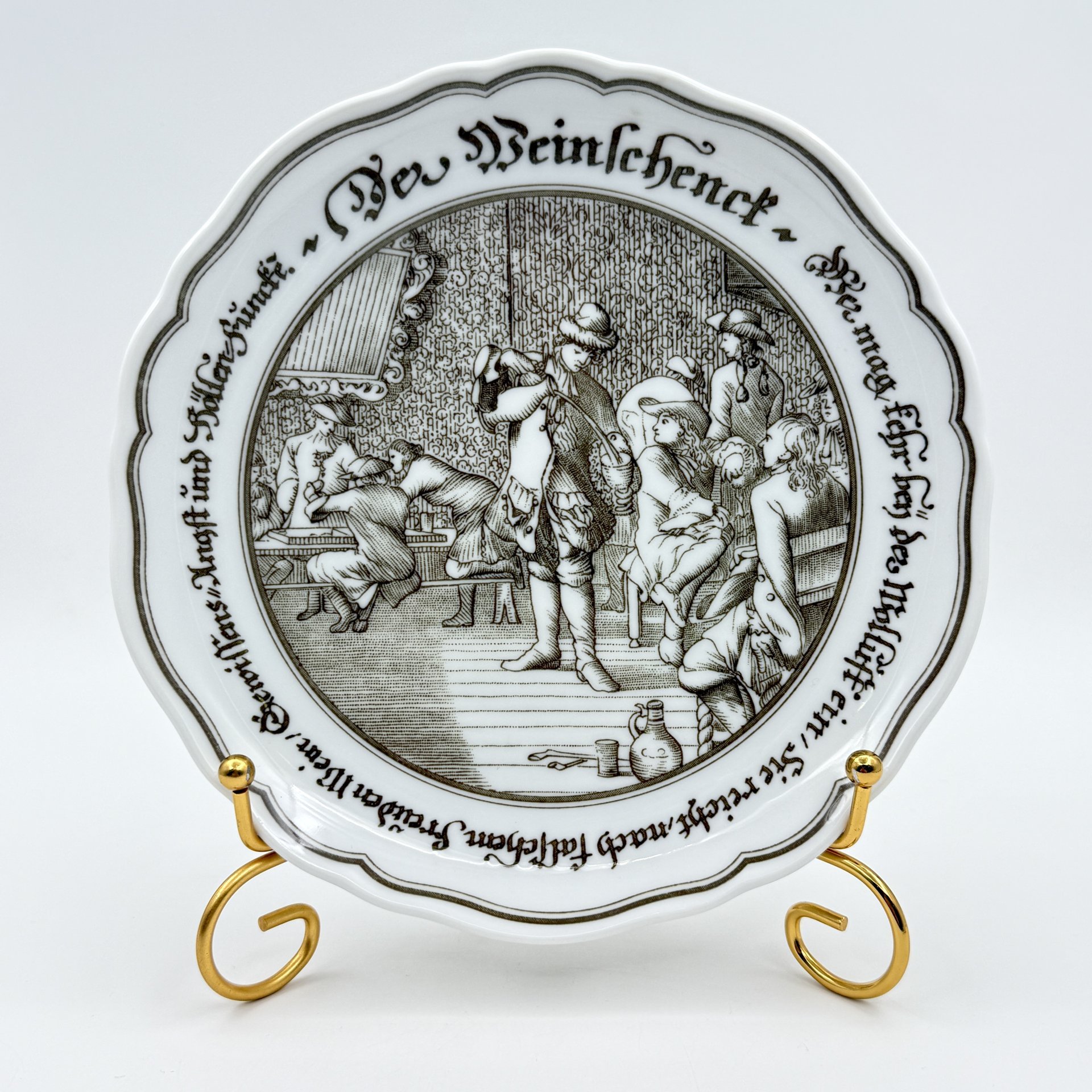 Тарелка настенная "Der Weinschenck" с изображением трактирщика (из лимитированной серии, посвященной профессиям), фарфор, печать, Hutschenreuther (Хутченройтер), Германия, 1970-1990 гг., Hutschenreuther (Хутченройтер)
