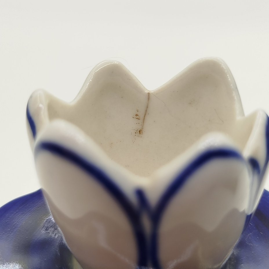 Подсвечник для одной свечи "Рыбы", фарфор, роспись, Объединение «Гжель», СССР, 1986-1991 гг.