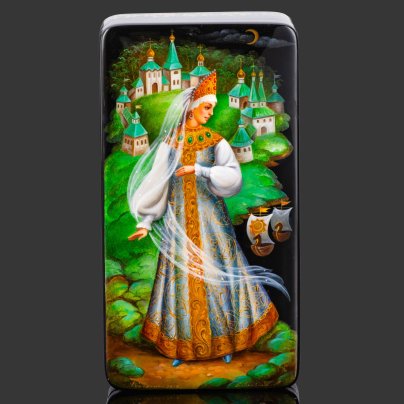 Шкатулка "Любава", автор Бобровник А.С., папье-маше, роспись, лак,  перламутр, сусальное золото, Федоскинская фабрика миниатюрной живописи (Федоскино), Российская Федерация, 2012 г.